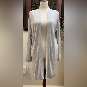 NWT - LOFT Open Front Lightweight Ribbed Long Cardigan - Gray